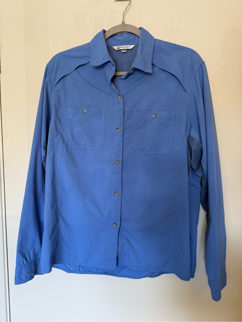 Solumbra Blue Sun Protection Button Up Long Sleeve Shirt Size Large